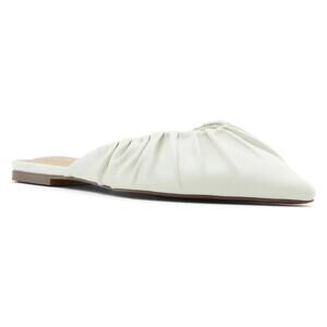 Who What Wear Dory Scrunchy Leather Pointed Toe Flat Mules White US 8